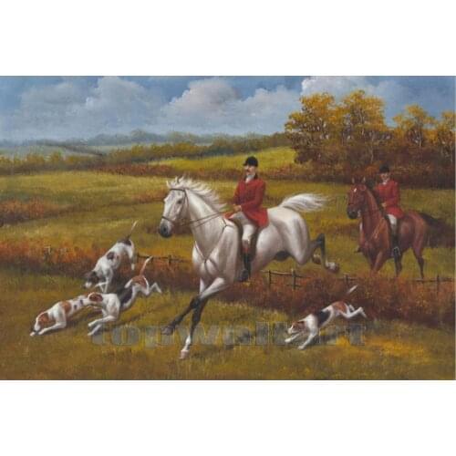 Handmade beautiful paintings Heywood Hardy Hunter on the running horse with Hunting Dogs Landscapes art Canvas for wall decor