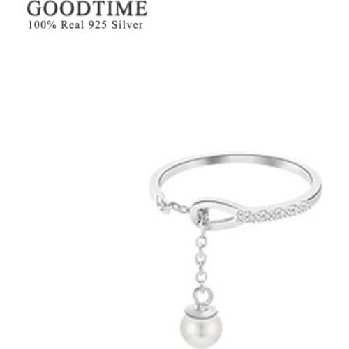 Fashion Women Rings 100% Real 925 Sterling Silver Adjustable Ring Best Gifts For Beloved Girl Tail Finger Pearl Ring