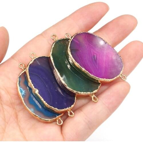 Natural Stone Connector Irregular Egg-shaped Exquisite Agates For Jewelry Making DIY Necklace Bracelet Accessory