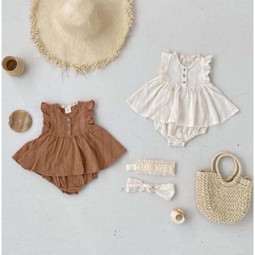 New Summer Baby Girls Clothes Set Retro Flying sleeve Baby Clothes Toddler Girl Outfit Baby Vest And Shorts 2 Pieces Set