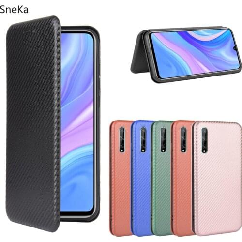 Pure Color Ultra-thin Phone Case for Huawei Honor 8S 9X Pro 20i 10i P30 Lite Pro Nova 4E 2020 Carbon Fiber Cover Flip Card Capa