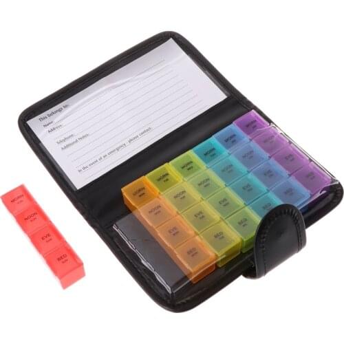 Extra Large Pill Organizer 7 Day Weekly XL Travel Case Medication Reminder Pill Box Morning Noon Afternoon Night Daily 28 Detach