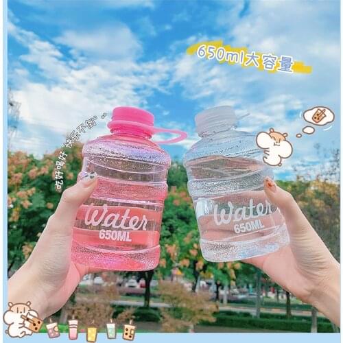 Ins Water Bottle Direct Drinking 650ml Plastic Water Bottle Tour Drinking Bottl Cute Milk Carton Bottle Outdooor Water Cup
