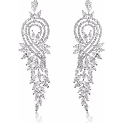 GrayBirds Luxury Earrings For Lady AAA Cubic Zirconia Brilliant Long Drop Earrings Wedding Dress Party MLE033