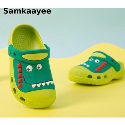 2-18Y Kids Mules Clogs Summer Girls Boys Sandals Cartoon Slippers Flat Soft Beach Non-Slip Children Indoor Cute Garden Shoes Y18