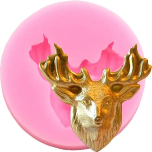 Christmas Deer Silicone Mold DIY Party Cupcake Topper Fondant Cake Decorating Tools Candy Polymer Clay Chocolate Gumpaste Moulds