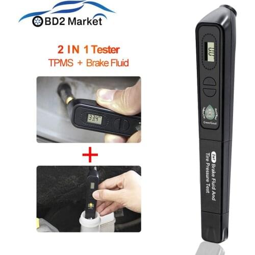 Brake Fluid Liquid Tester Pen with TPMS Tire pressure tester 2 in 1 for DOT3/DOT4/DOT5 Car Auto Vehicle Tools Brake Fluid Tester
