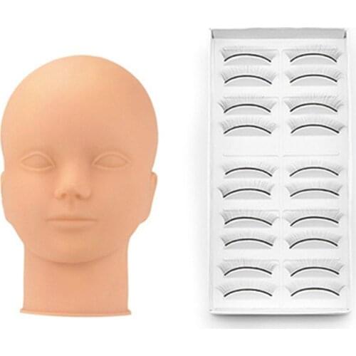 Practice Combination 10 Pairs/Set Of Handmade False Eyelashes Mannequin Flat Head Silicone Eye And Face Makeup Exercises