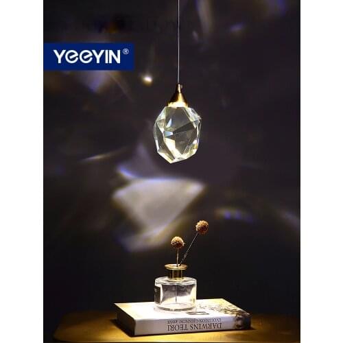 YEEYIN Pendant Lights Bedroom Luxury Full Copper Crystal Nordic Lamp Luminaire Suspension Decoration Salon Hanging Lamp 220V