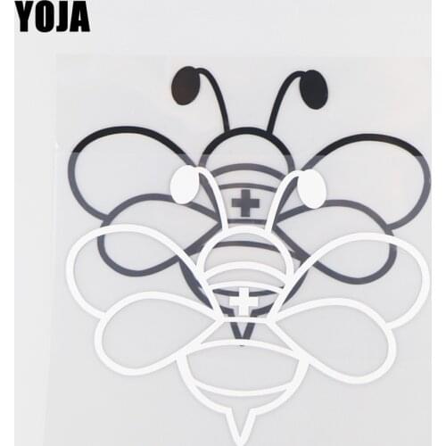 YOJA 14.6×11.1CM Small Bee Cartoon Animals Pattern Vinyl Decal Car Stickers Black/Silver 19C-0196