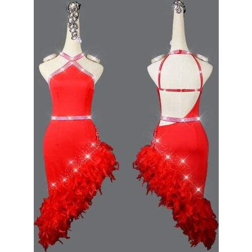 Latin Dance Competition Dress Women Latin Dress Feathers Dance Wear Women Dance Costumes Salsa Dress Samba Costumes