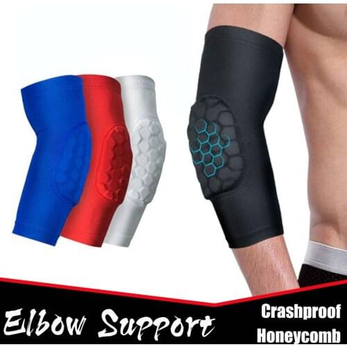1Pcs Elastic Gym Sport Basketball Arm Sleeve Shooting Crashproof Honeycomb Elbow Support Pads Elbow Protector Guard M L XL