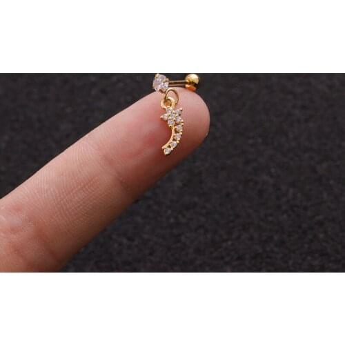 1PCS Simple Cute Mini Micro Pave CZ Star Pendant Ear Cartilage Clip Cuff Fashion Gold Color Stainless Steel Bar Ear Stud Jewelry