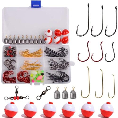 191 pcs Fishing Hooks Tackle Kit Fishing Hook Weights Fishing Floats Bobbers Fly Hooks Swivels For Saltwater Freshwater Fish