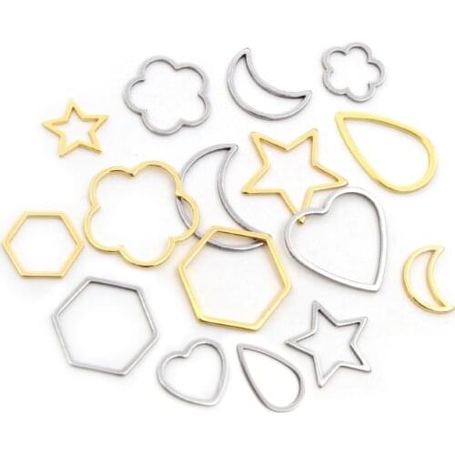 20pcs/lot 316 Stainless Steel Gold Plated Charms Moon Star Heart Small Pendant Charms DIY Jewelry Necklace Findings Accessories