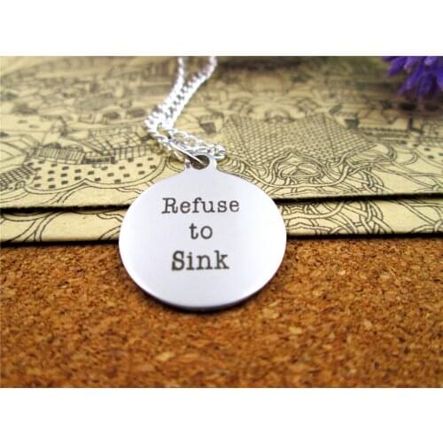 3pcs/lot Fashion stainless steel necklace "refuse to sink" Pendant necklace Jewelry Gift more style for choosing