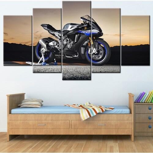 Super Motorcycle 5 Piece Wall Art Canvas Paintings Modern Poster Picture For Home Decor Ready To Hang