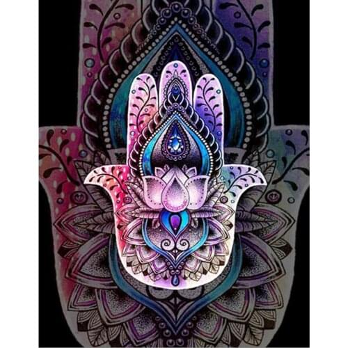 Diamond Painting Mandala Hand Lotus Flower Full Square/Round Diamond Embroidery Cross Stitch Diamond Mosaic Wall Decor FC476