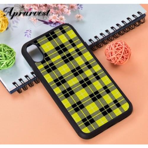 Aprarvest Yellow Lumberjack Buffalo Plaid Silicone Rubber Phone Case Cover For iPhone 5 5S SE 6 6S 7 8 PLUS X XS XR MAX 11 PRO