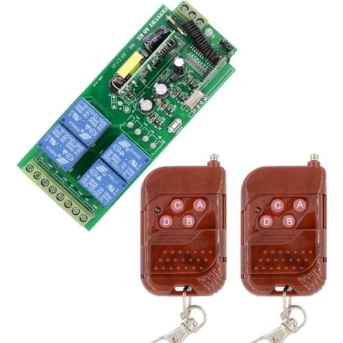 AC85v~250V 110V 220V 230V 4CH10A Wireless Remote Control Switches Wireless Relay Output Radio RF Transmitter Receiver 10pcs/LOT