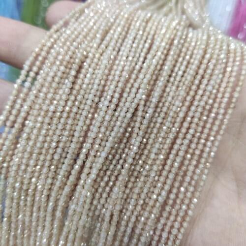 15.5" Champagne Faceted Zircon 2 3 4 MM Tiny Natural Bead Wholesale Small Stone Beads For DIY Bracelet Jewelry