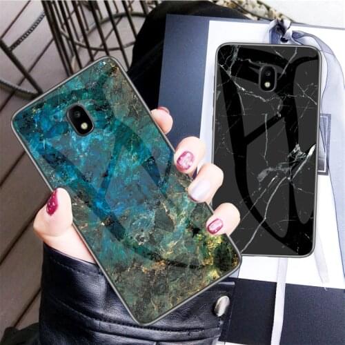For Samsung Galaxy J3 J5 J7 2017 Case J330 J530 J730 Marble Tempered Glass Back Cover Hard Case for Samsung J330f J530f J730f