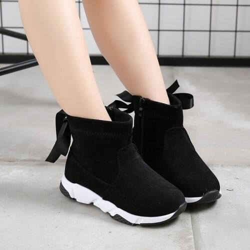 Childrens Boots 2020 Winter Casual Flock Girls Shoes Fashion Kids Warm Boy Short Boots Student School Plus Cotton Boots D983