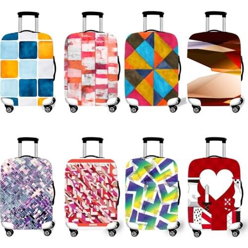 Elastic Luggage Protective Cover Case For Suitcase Protective Cover Trolley Cases Covers 3D Travel Accessories Geometri Pattern0