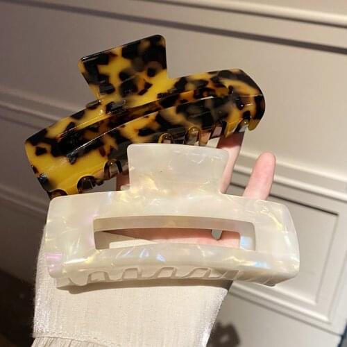 French Vintage Leopard Arcylic Acetate Shark Hair Clips for Women Girls Temperament 7 Styles Cross Hair Claws Accessories Gift