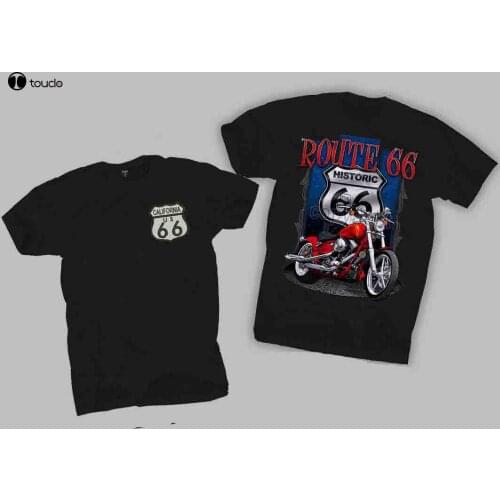 T Shirt Short Sleeve Men Route 66 Biker T-Shirt Classic Us Vintage Car Fans Mc Motorrad Americancool T Shirts for Men