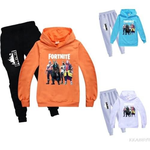 Fortnites spring boys girls set Full Sleeve Hoodied Sweatshirt Pockets Pants Suit Two Piece Set Outfits sweatsuit