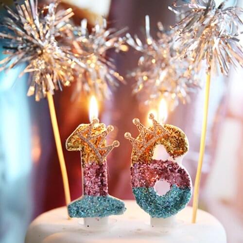 Creative Number Candle Crown Birthday Candle Birthday Cake Decoration Shining Colorful Party Decor High Quality Beautiful
