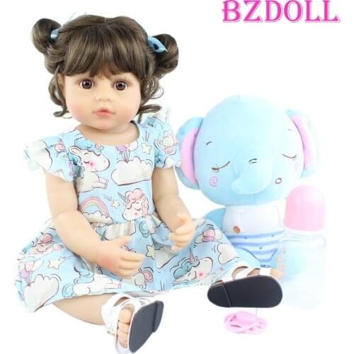 55cm/48cm Full Silicone Reborn Baby Doll For Girl Lifelike Newborn Toddler Bebe Boneca Kid Birthday Gift Popular Bath Toy
