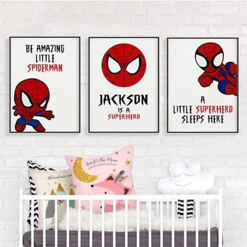 Cartoon Spiderman Canvas Painting Superhero Prints Wall Art Posters and Prints Nordic Cuadros for Boy Bedroom Home Decor Mural