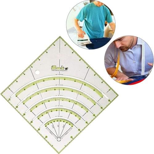 Square Multifunctional Arcs Fan Quilt Circle Cutter Ruler Palastic DIY Ruler Cutting Patch work Ruler Sewing Craft Tools