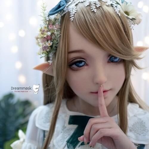 M13) DMS ILIA Soft Silicone Full Head Cosplay Sweet Girl Female crossdress Kigurumi Mask With Removable Elf Ear Drag Queen