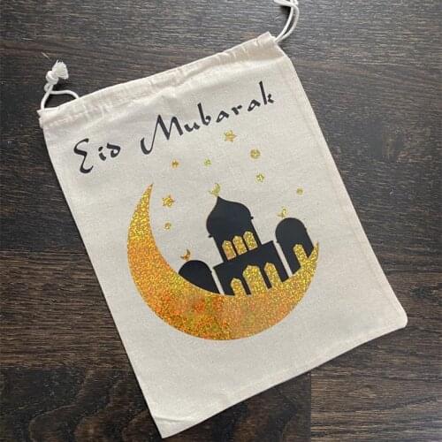 5pcs Eid Mubarak candy gift bag Cutlery holder Muslim Islamic Ramadan Mubarak Kareem Holiday Party Eid al-Adha table centerpiece