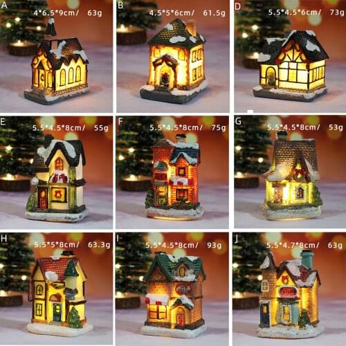 Miniature House Furniture Doll House LED House Decorate Light with Resin Miniature House Home Decoration Christmas Gifts AC889