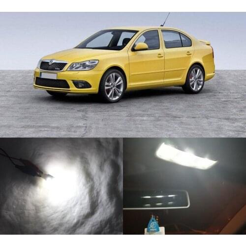 10PCs CAN-bus Error Free White Led Interior Light Kit Package Replace Bulbs For Skoda Octavia 2 RS 05-13 A5 MK2 Dome Light