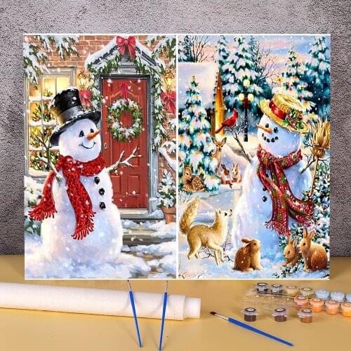 Christmas Village Paint By Numbers Kit Acrylic Paints 50*70 Painting On Canvas Handmade For Wholesale