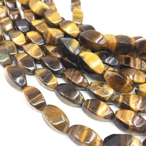 Natural Stone Tiger Eyes Loose Beads for Jewelry Making Twist Shape 8X16mm DIY Necklace Bracelet Yellow Findings 15inch A159