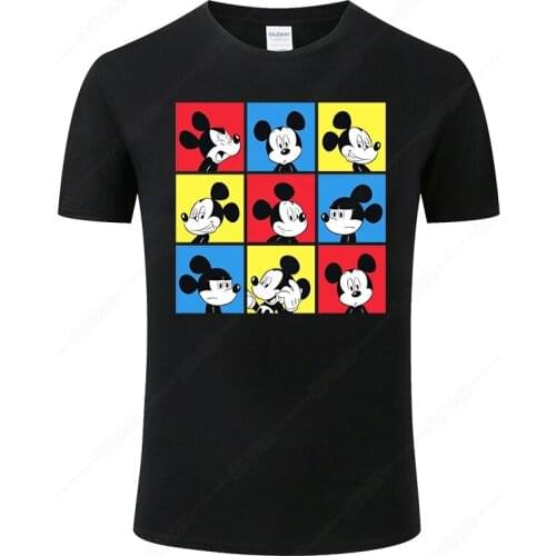 2021 New Mickey Mouse Print T-Shirt Men Women Summer Cotton Short Sleeved Cool Tee Harajuku Print T Shirt Male Tops J44