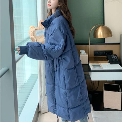 2020 new womens fashion long straight down padded jacket jacket Korean version loose casual thick cotton coat jacket female 31a