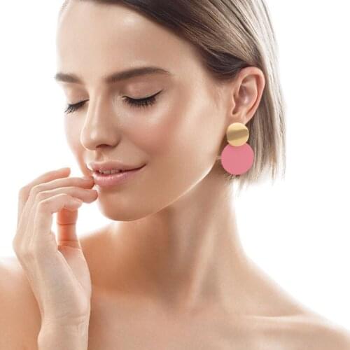 2021 New Trendy Round Drop Earrings For Women Korean Fashion Charm Girl Party Classic Metal Stud Earrings Vintage Jewelry Gifts