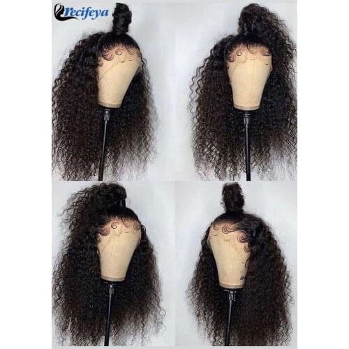 30 Inch Malaysian Kinky Curly Lace Front Wigs 100% Remy Kinky Curly Human Hair Lace Closure Wig Transparent Curly Human Hair Wig