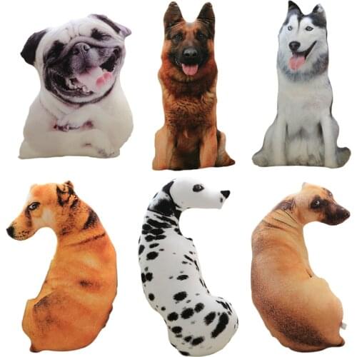 50cm Cute Simulation Dog Plush Toy 3D Printing Stuffed Animal Dog Plush Pillow Stuffed Cartoon Cushion Kids Doll Home Decro Gift