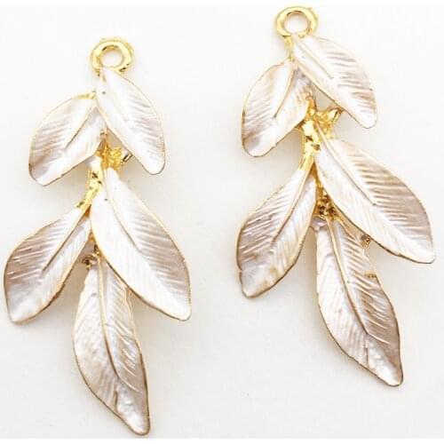 20 PCS 23*47mm Leaf Metal Alloy Enamel Leaves Pendant For DIY Jewelry Making