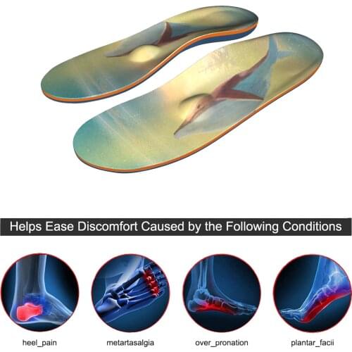 Whale Pattern IFITNA Non-slip And Shock-absorbing Orthopedic Arch Support Insoles Memory Foam for Men and Women flat feet