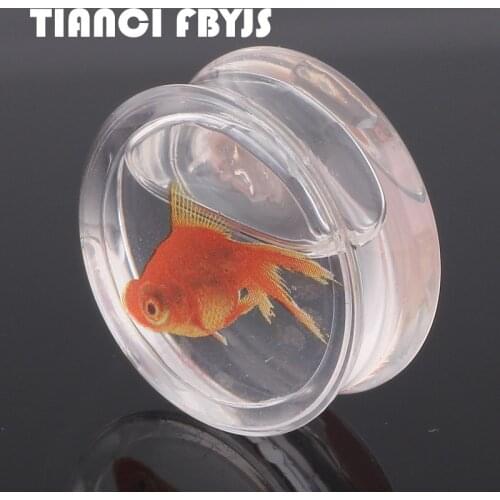 Clear Goldfish ear plug tunnels Water tunnel Stretcher Fish flesh tunnel 8-18mm body jewelry piercing ear stretcher plugs