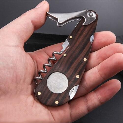 New 4 in 1 Cigar Cutter Wine Opener Wooden Stainless Steel Multifunctional Portable Cigar Knife Tool With Cigar Punch